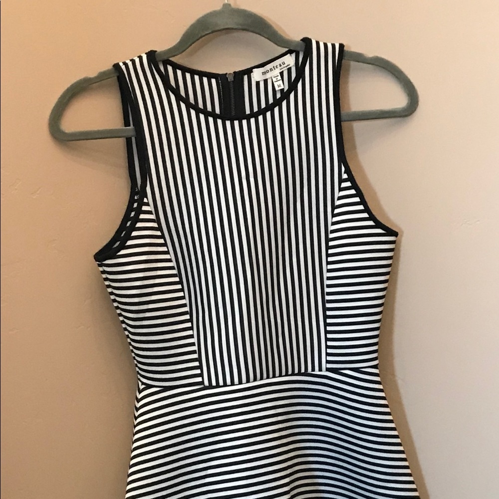 Black and White Striped Flare Dress